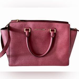 Michael Kors Selma Saffiano Leather Satchel/Crossbody Handbag
